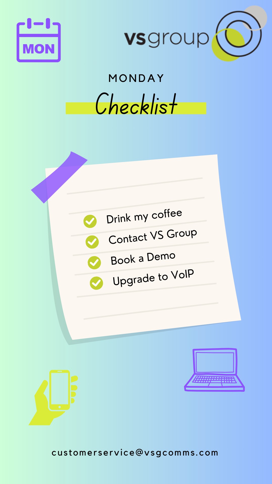 VS Group - Happy Monday! Have you got your checklist... | Facebook