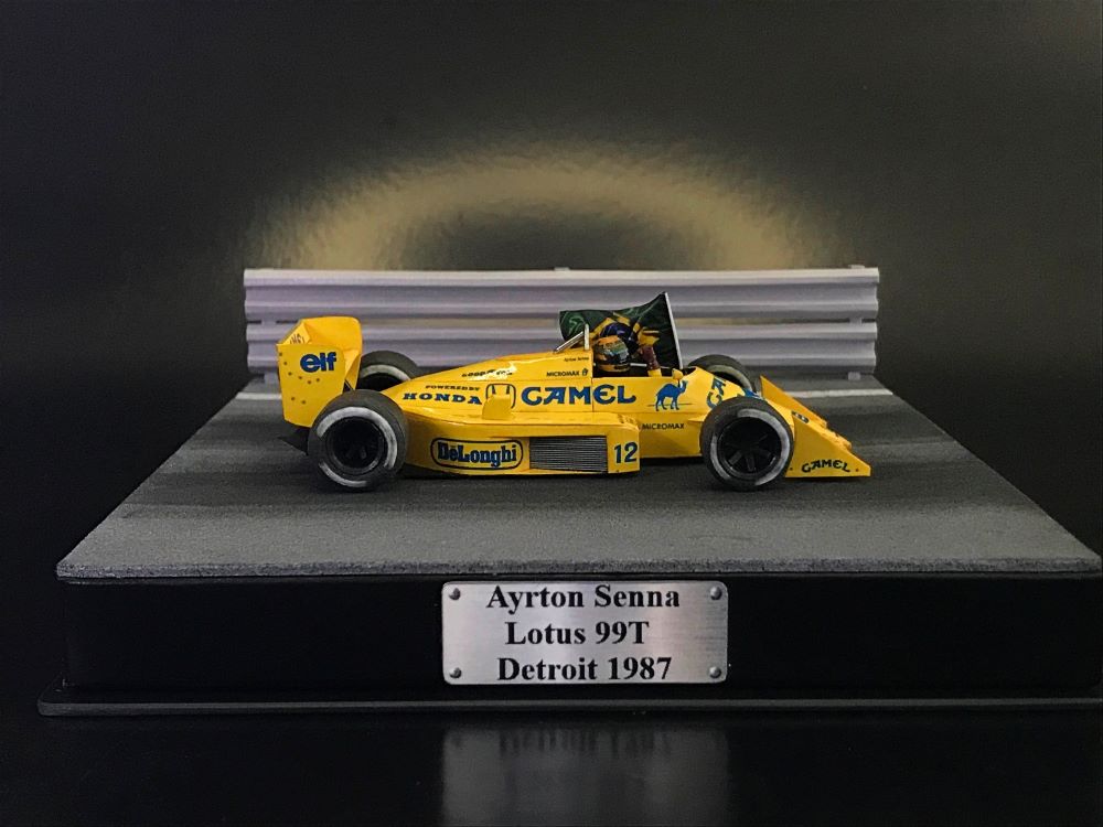 Ayrton Senna Detroit GP 1987 Lotus Honda 99T 1/43 scale diorama