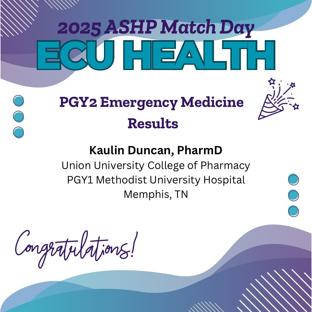 ECU Health Pharmacy Residency Programs - 🧩 MATCH DAY 2025 🧩 Happy to ...