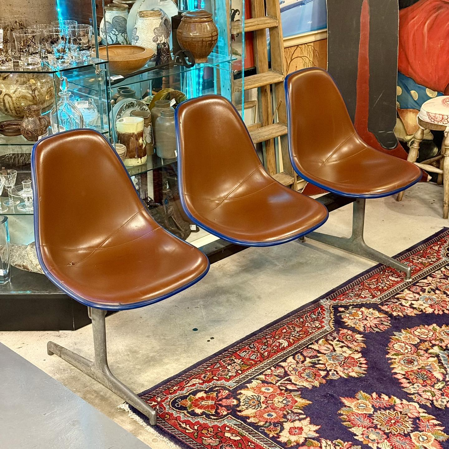 Herman Miller tandem bench with Eames fiberglass arm shells