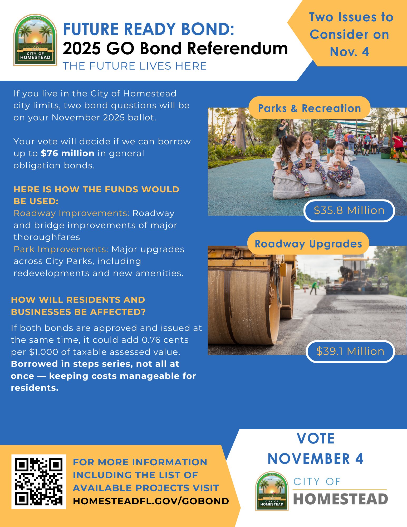 🌳🚧 Future Ready GO Bond –... - City of Homestead Government | Facebook