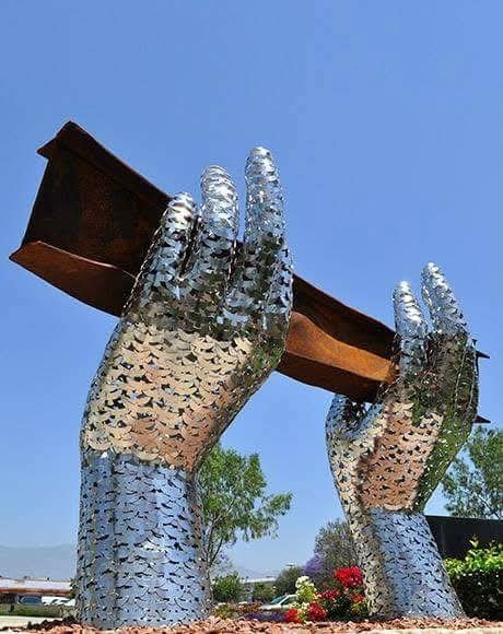 HEATH SATOW SCULPTURE 9/11 MEMORIAL Stainless steel sculpture made