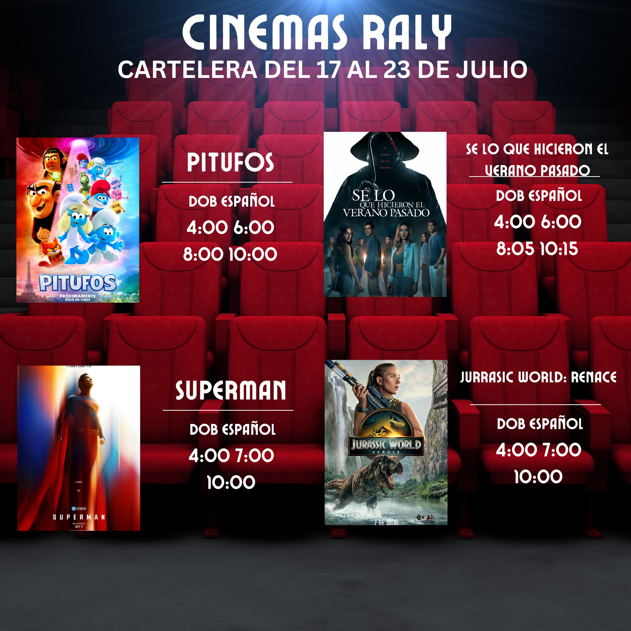 Cinemas - Cartelera Cinemas Raly ABIERTO DE LUNES A DOMINGO, LOS 365 ...