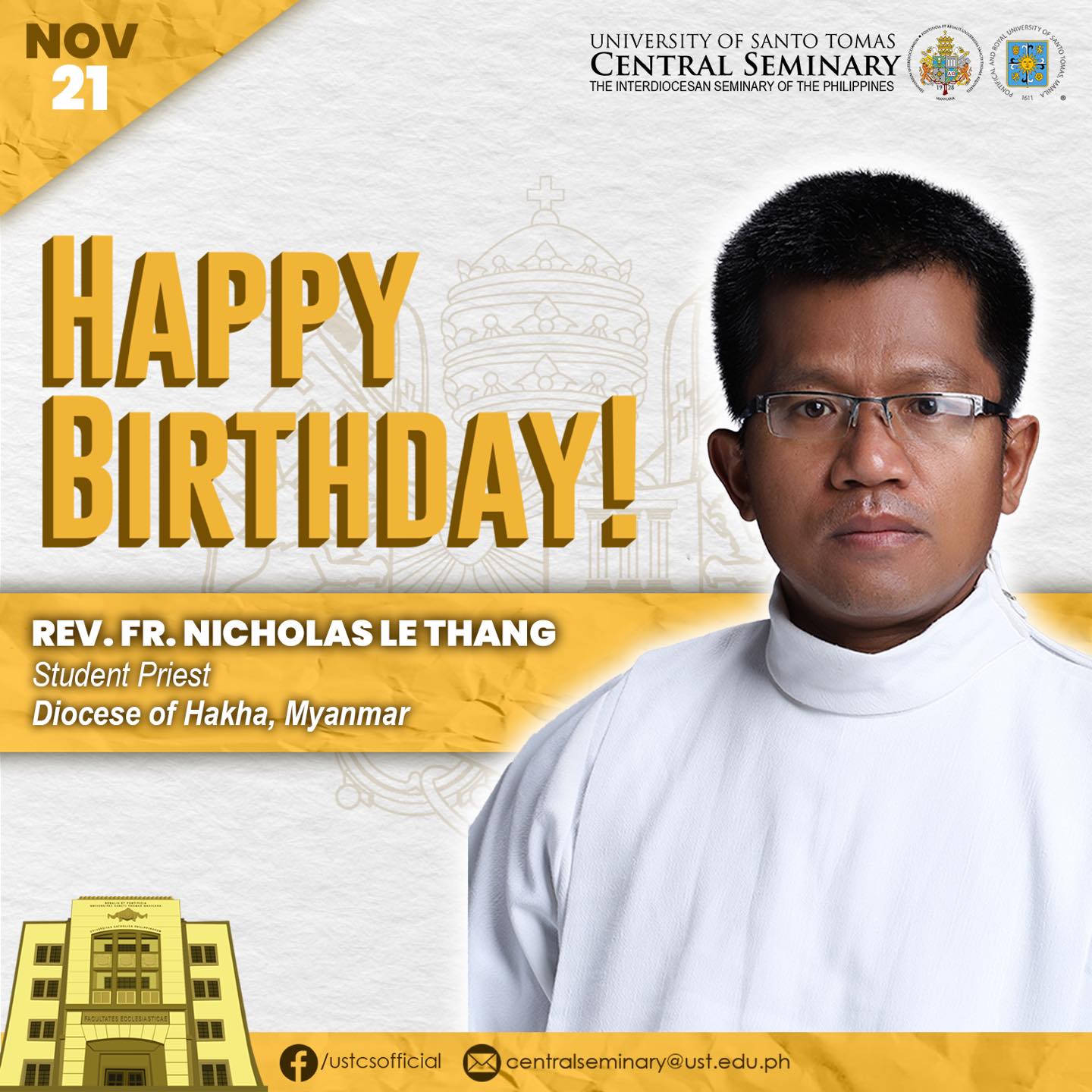 UST - BLESSED BIRTHDAY, Rev. Fr. Nicholas Le Thang! The entire UST-CS ...