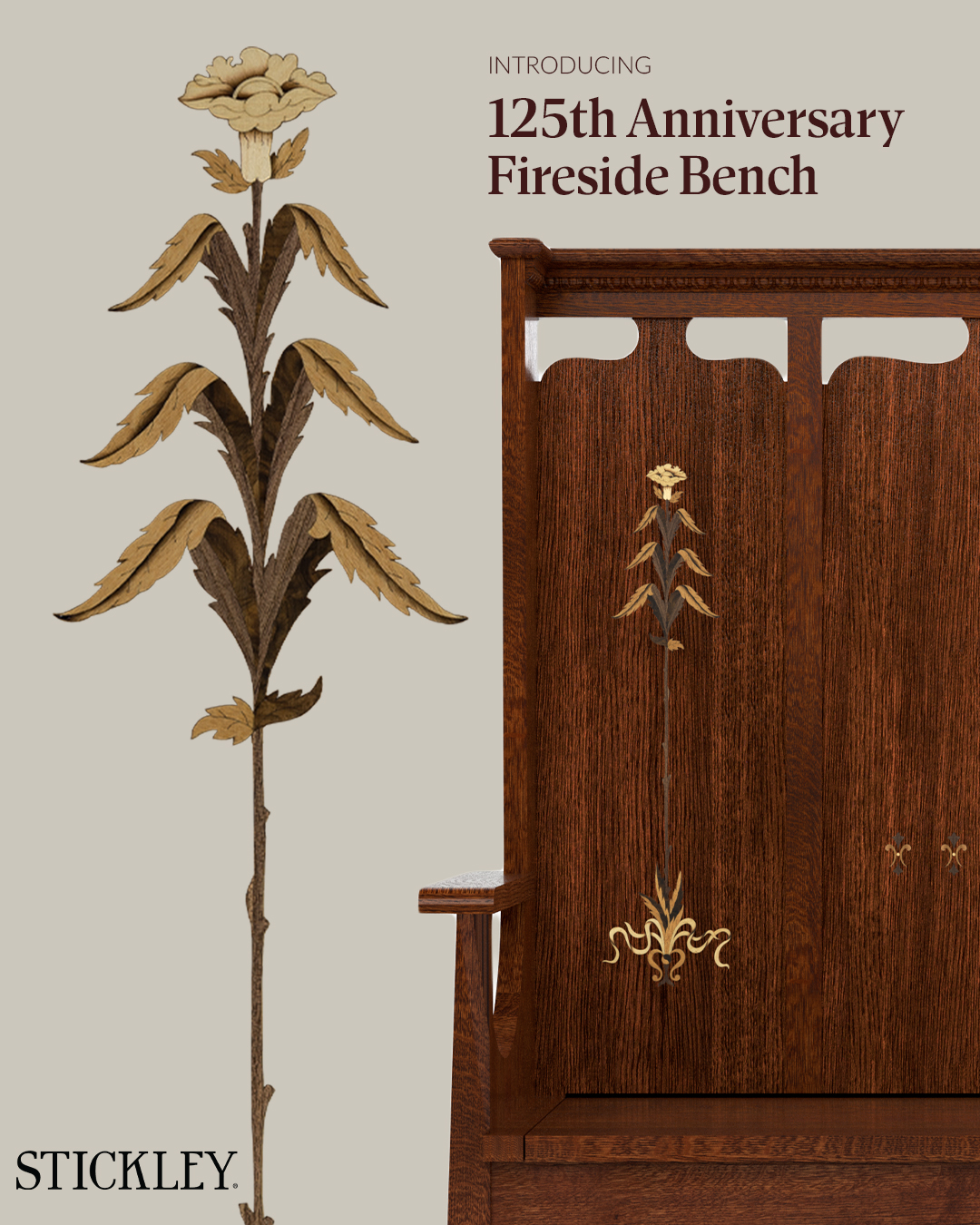 Old - Stickley’s 125th Anniversary Fireside Bench boasts a remarkable ...