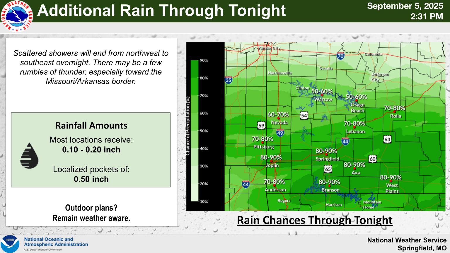 US - Scattered showers and a few rumbles of thunder will continue into ...