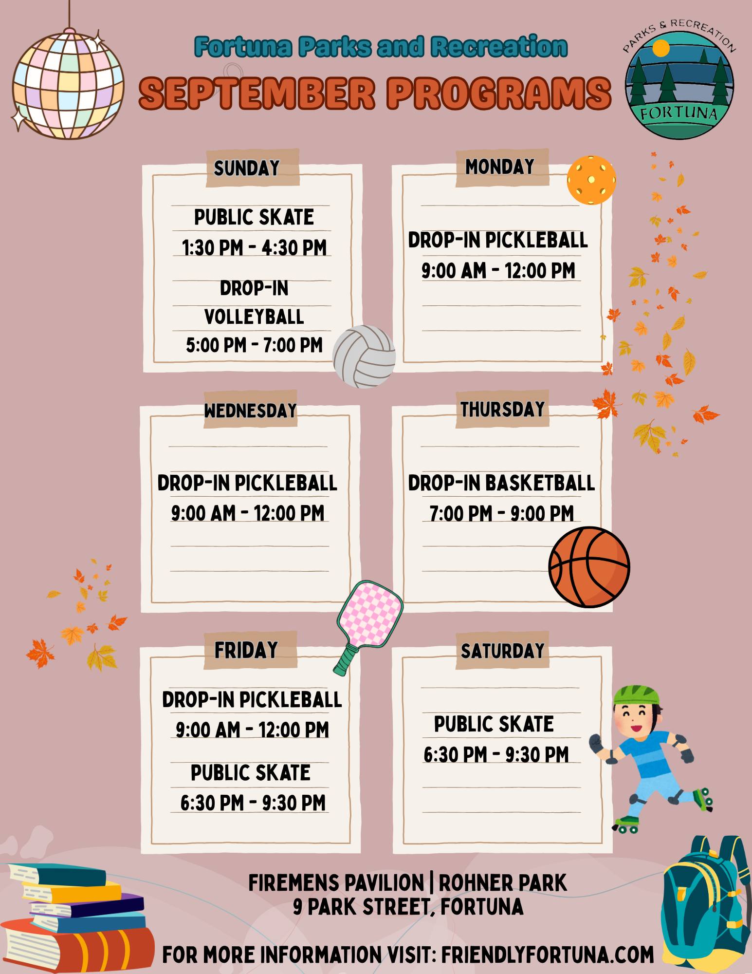 📚🍂 School is back in... - Fortuna Parks and Recreation | Facebook