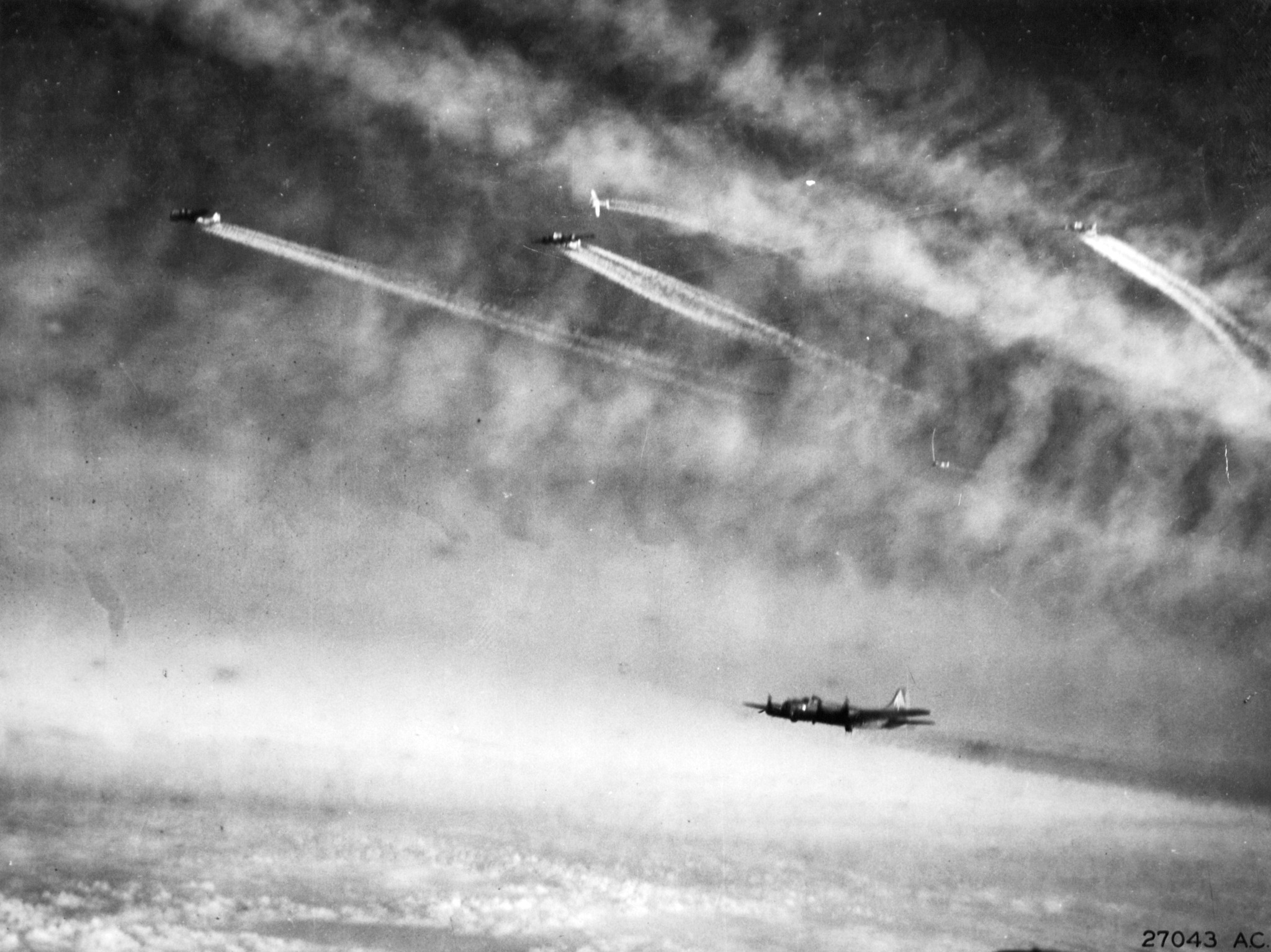 B-17 - Bremen, Germany - 20 December 1943. Looks like 303rd Bomb Group ...
