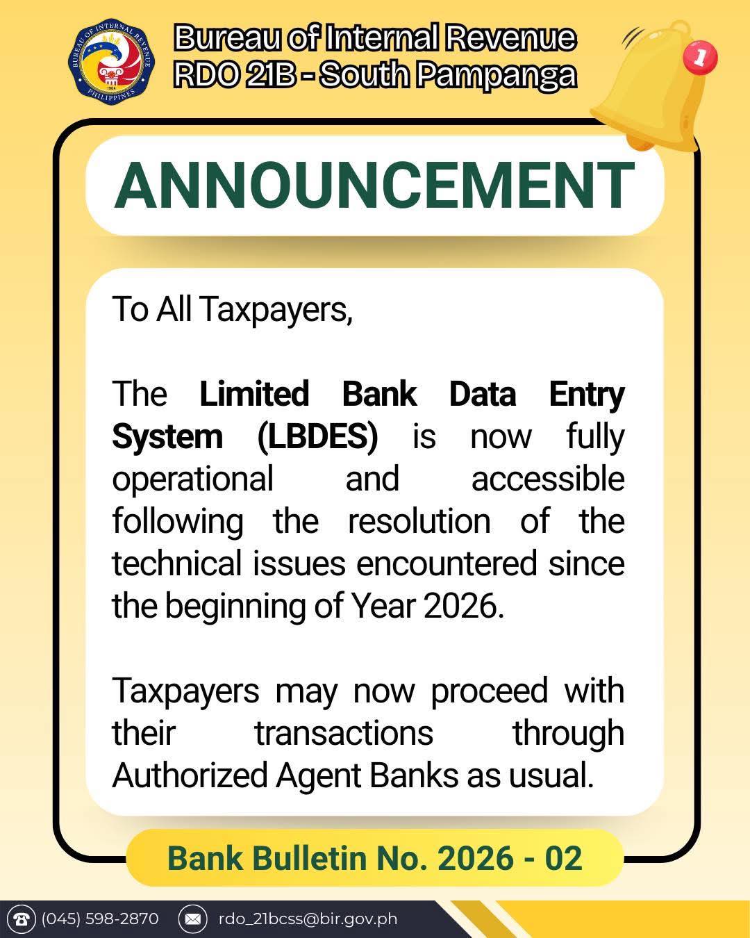BIR - Bank Bulletin No. 2026 - 02 | Facebook