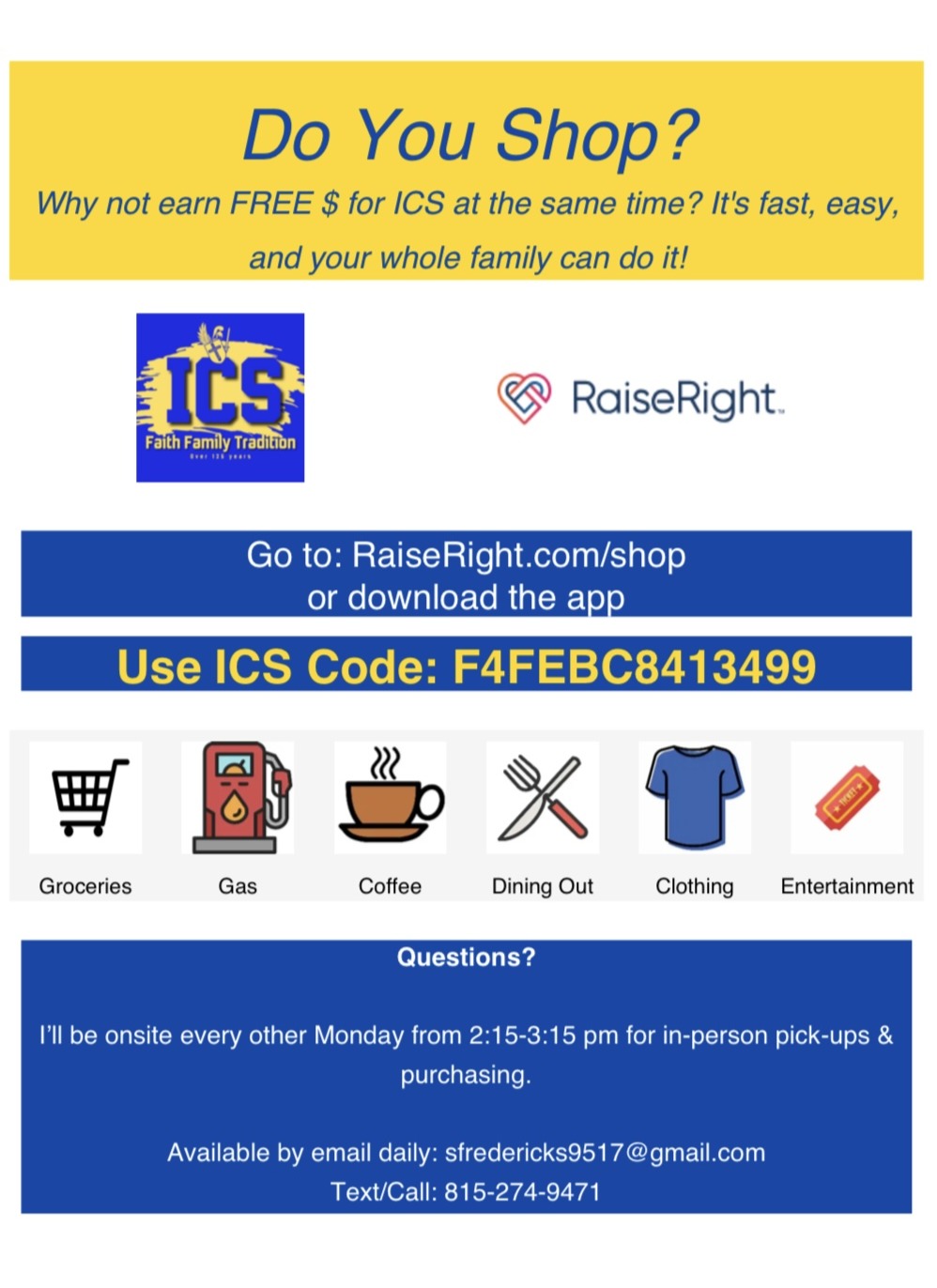 Immaculate - School Families can also use the percentages earned toward ...