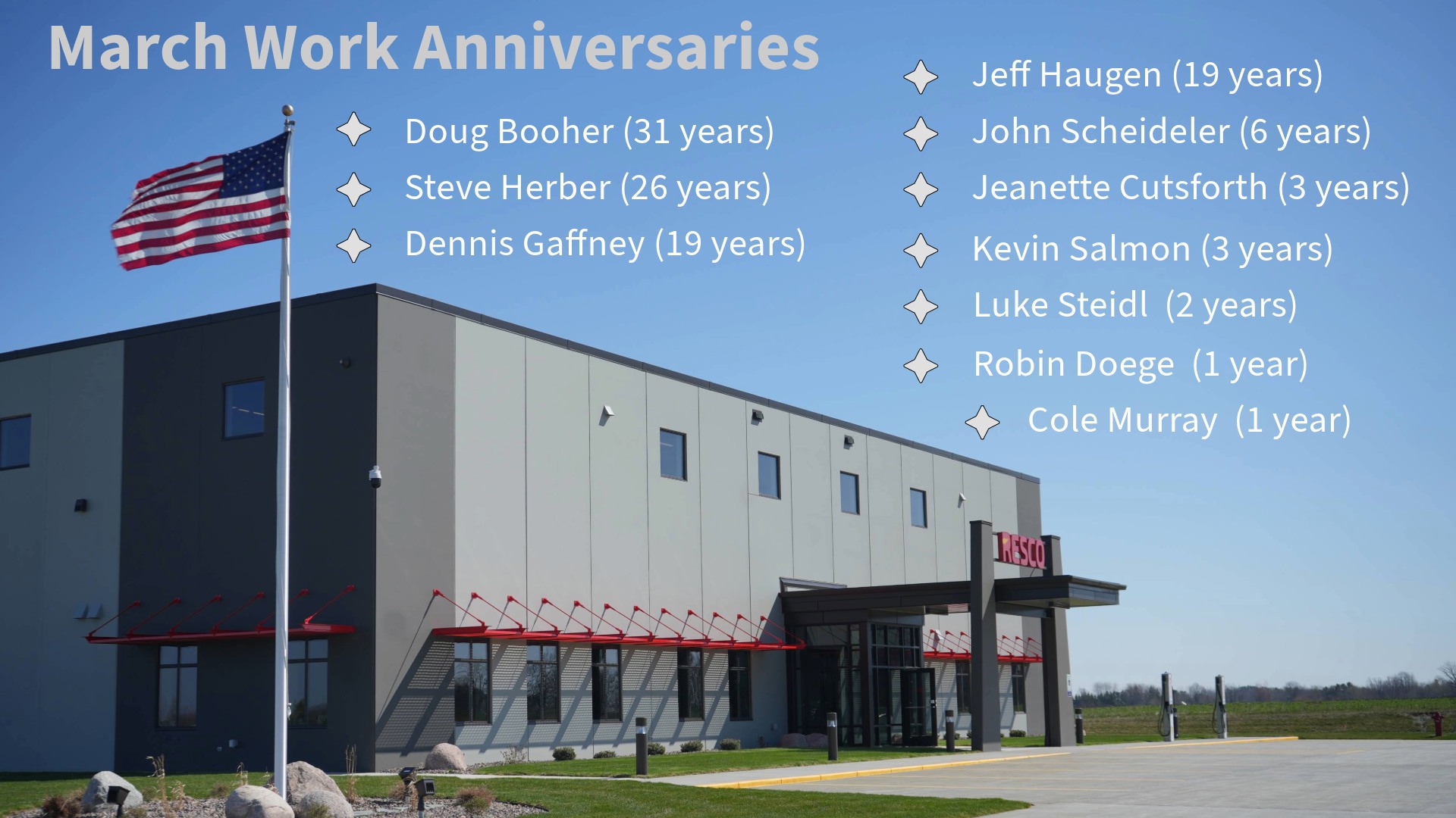 RESCO - RESCO is pleased to recognize the following team members who ...