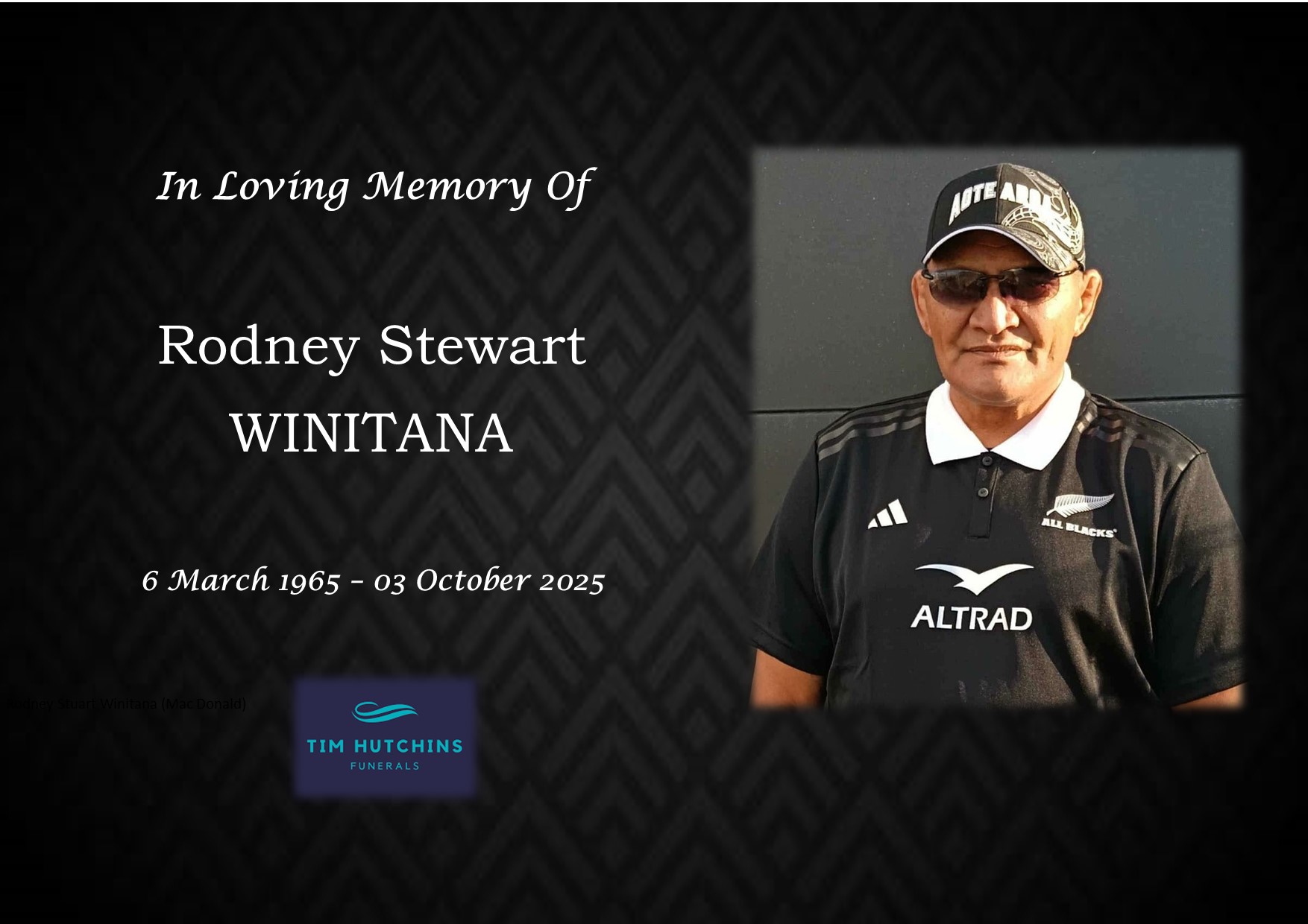 Tim - Rodney Stuart Winitana (Mac Donald) Sunrise to sunset Born 6 ...