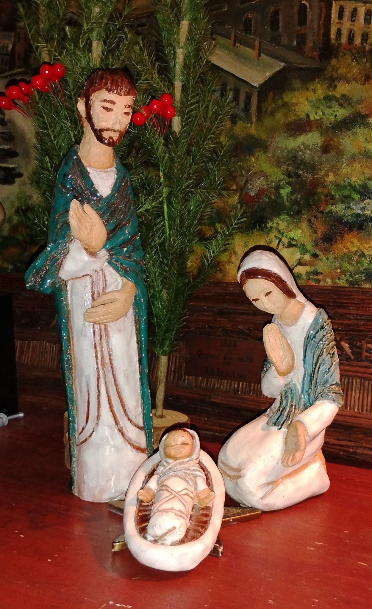 Ensemble de crèche de Noël d'intérieur – Statuettes de Sainte Famille de table, cheminée, décoration d'intérieur saisonnière 20 x 10 cm (L x l x H) Braxio