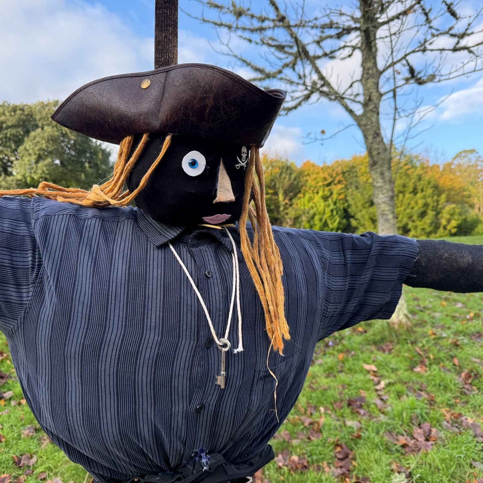 Cotehele - Scarecrow of the day! There once was a pirate called Chummy ...