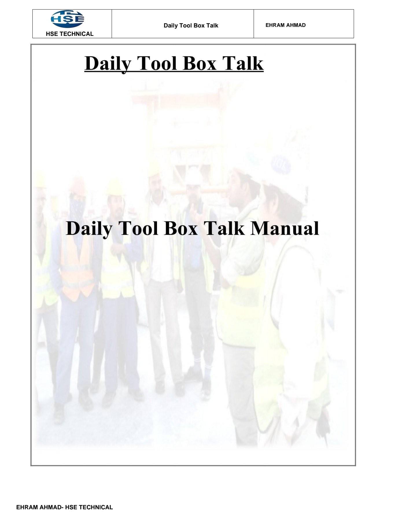 Hse Technical - Daily Tool Box Talk #toolbox #toolboxtalk... | Facebook