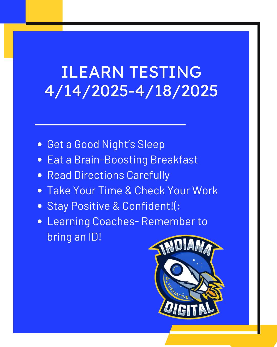 Indiana - ILEARN Testing Week Checklist ️ As we step into ILEARN tests ...