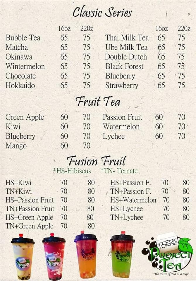 😊 HERE'S OUR COMPLETE MENU😊... - Project Tea San Pedro Branch | Facebook