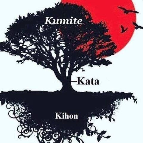 KARATE - The image depicts the three pillars of karate: Kihon, Kata ...