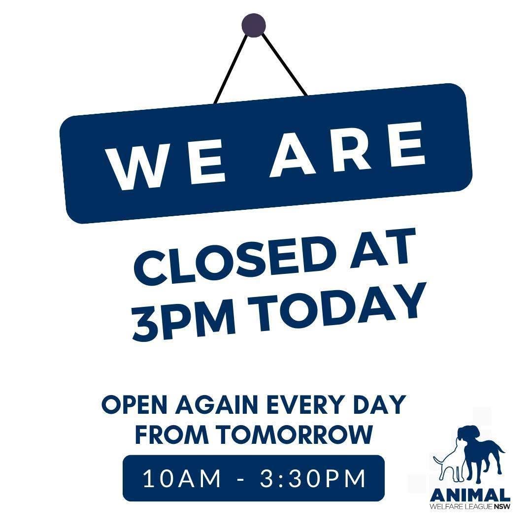 Animal - 📣 Early Closure Today at 3PM 📣 Just a heads up! Our shelter ...