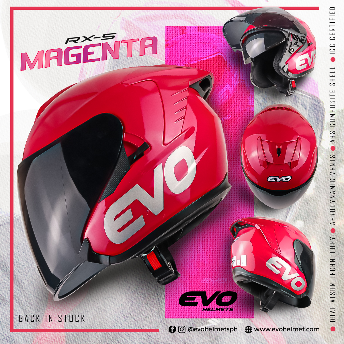 EVO RX-5 Half-face helmet in... - EVO Helmets Philippines