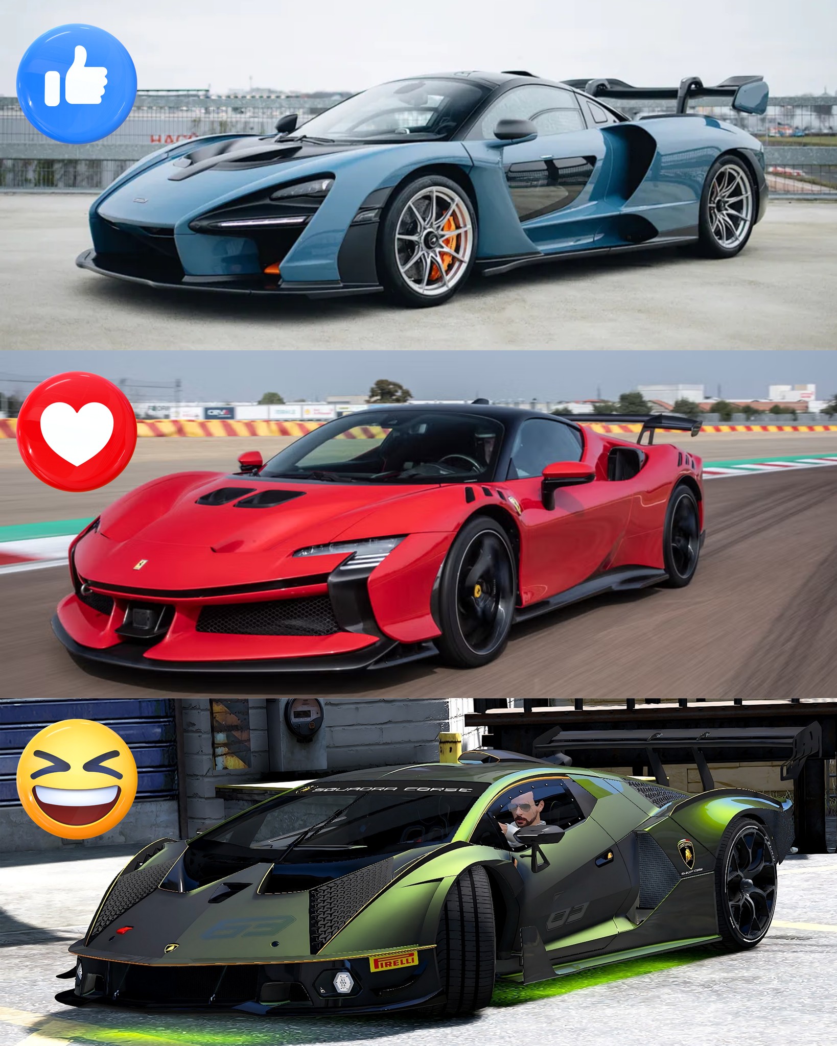 Ferrari SF90 XX Stradale vs McLaren Senna vs Lamborghini Essenza SCV12