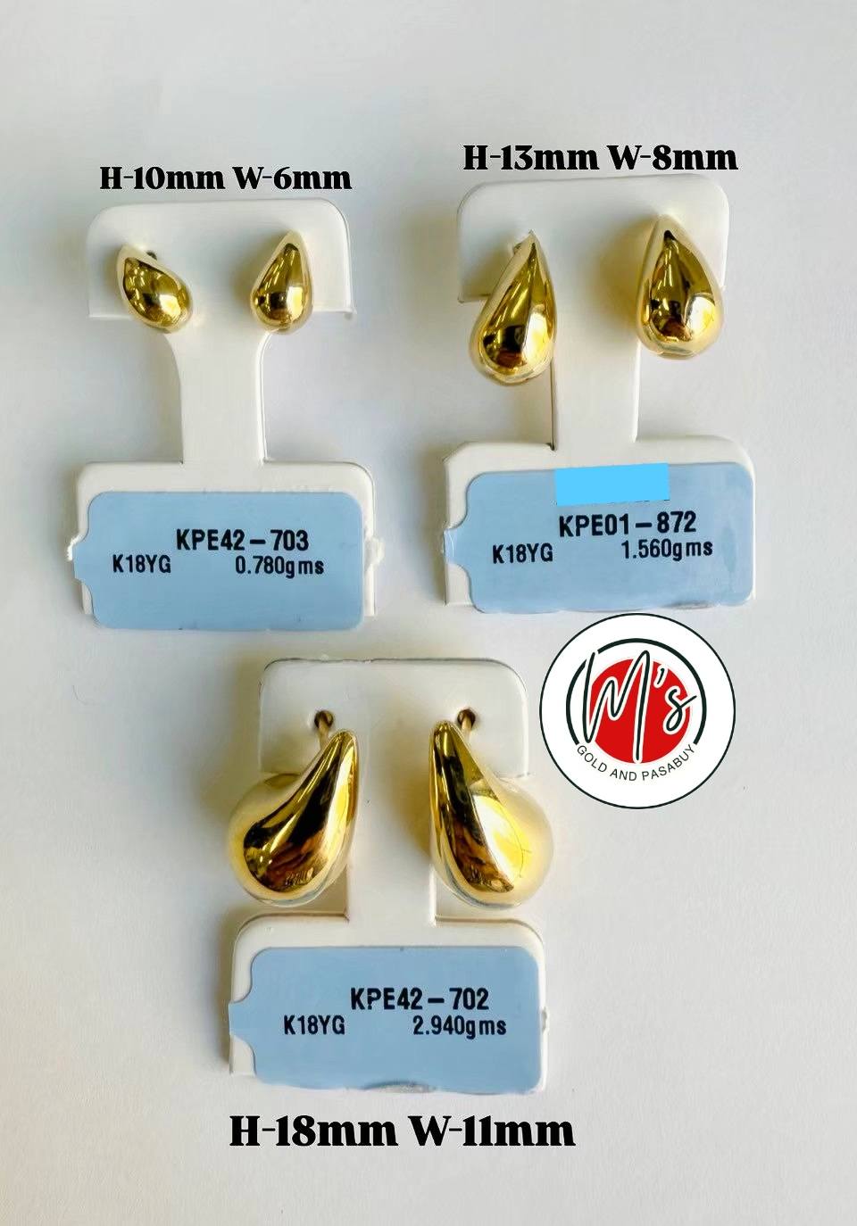 POPULAR HEART EARING K18YG 1.920gms