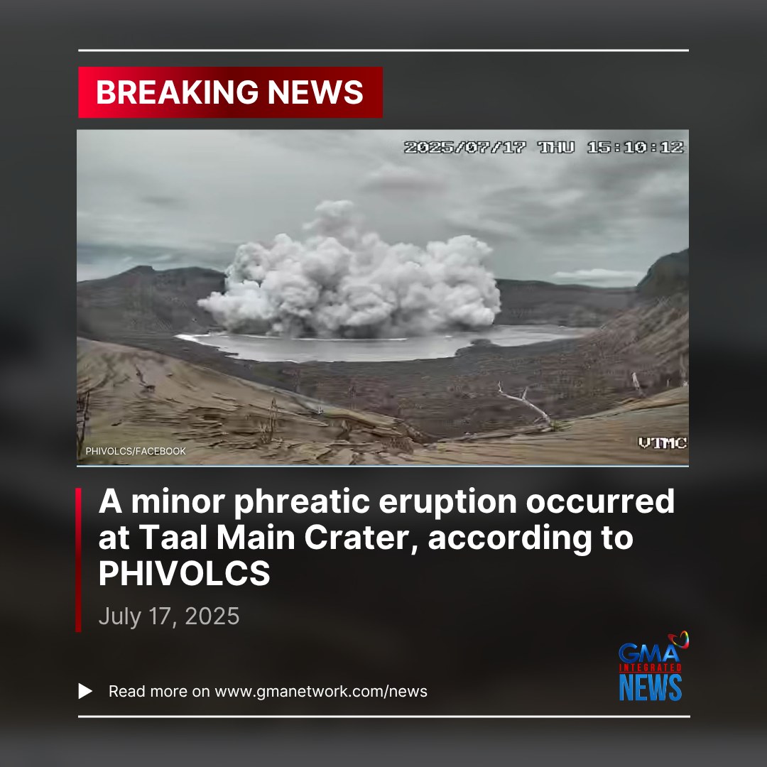 GMA - BREAKING: PHIVOLCS reports a minor phreatic eruption at Taal’s ...