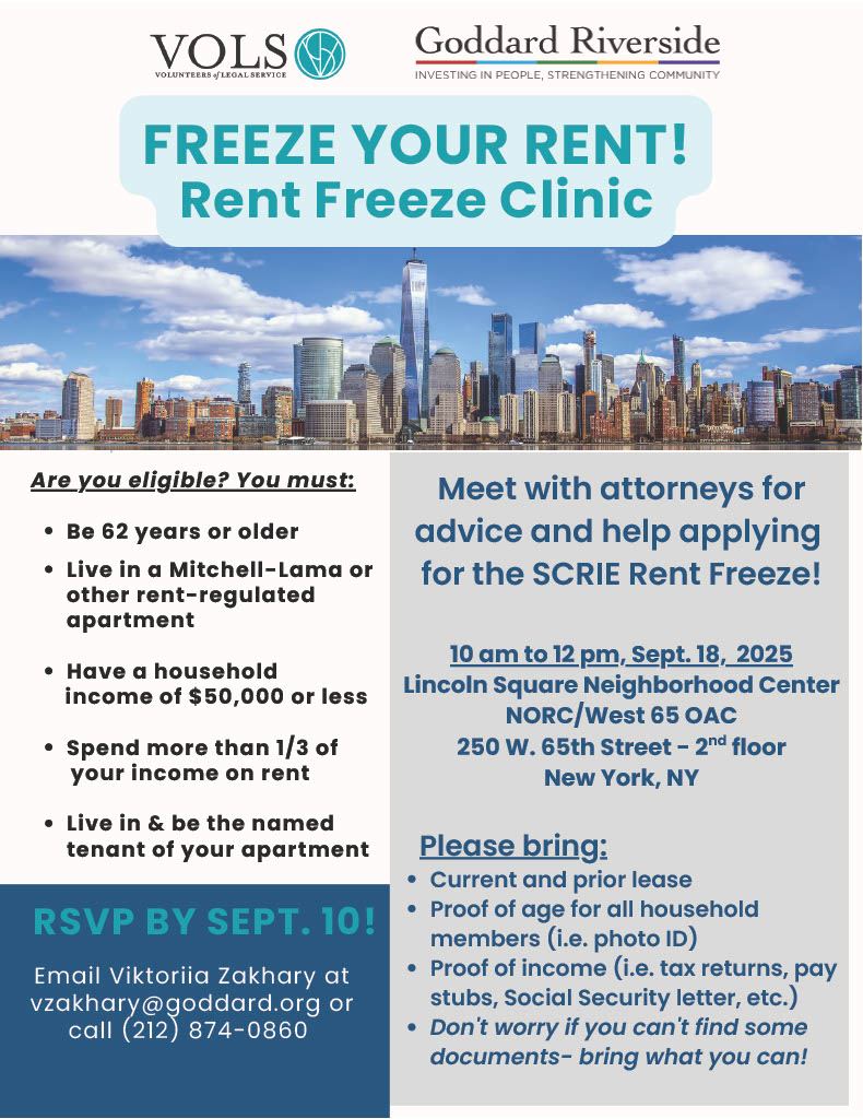 Goddard - Goddard Riverside and @volsprobono will be hosting a Rent ...