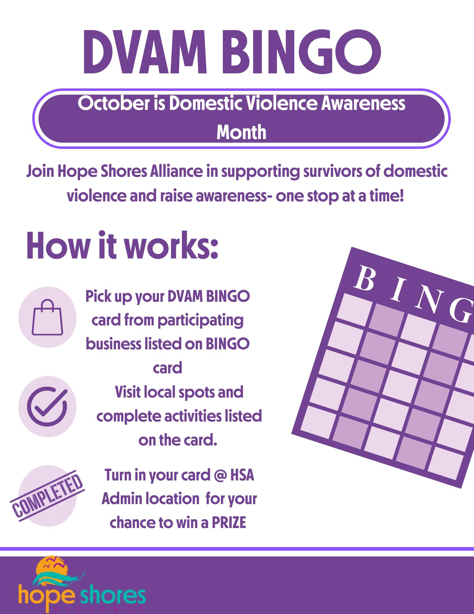 💜 It’s DVAM Bingo time! 💜 In... - Hope Shores Alliance | Facebook