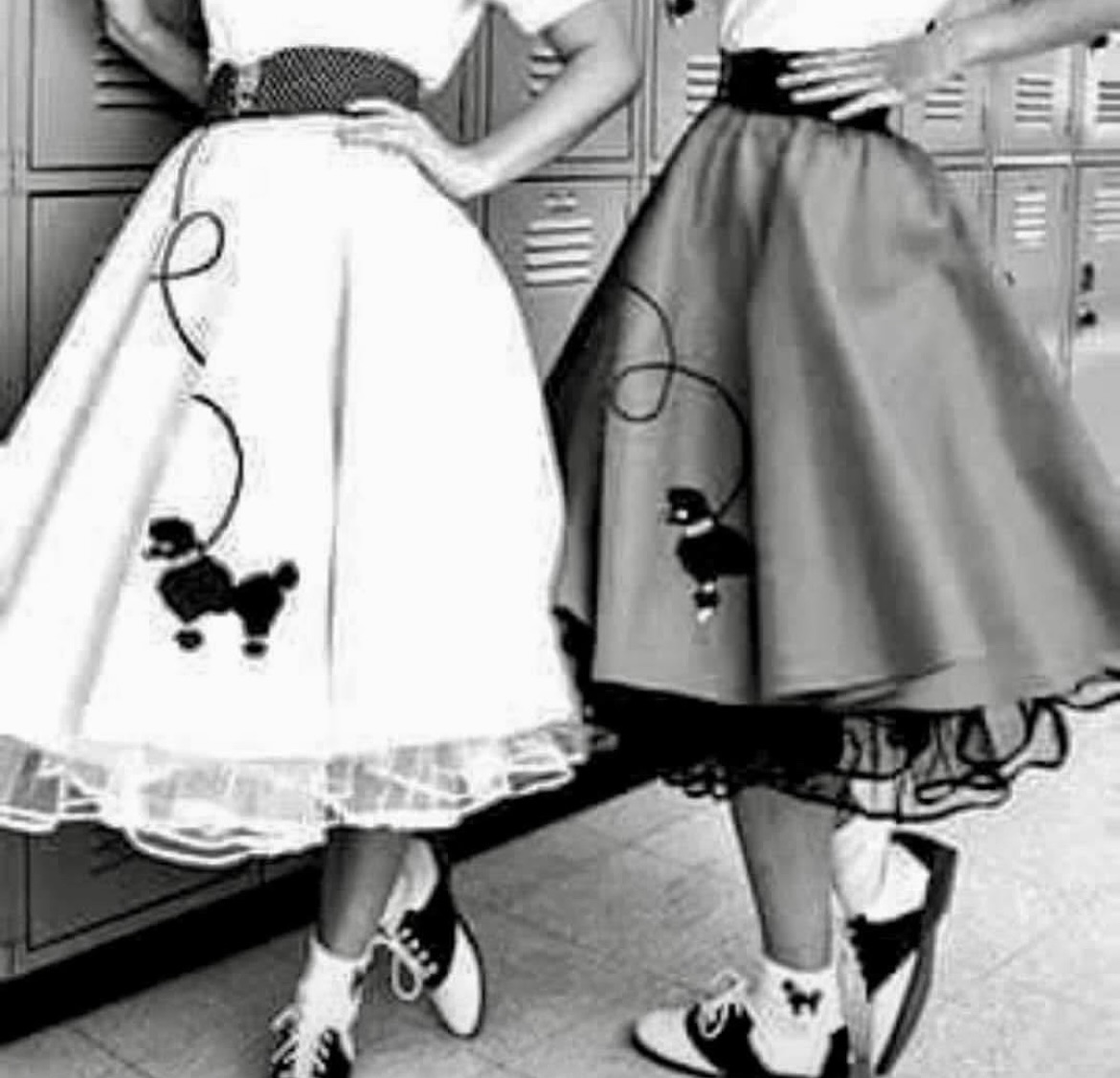 Poodle skirts and saddle shoes. Also penny loafers.
