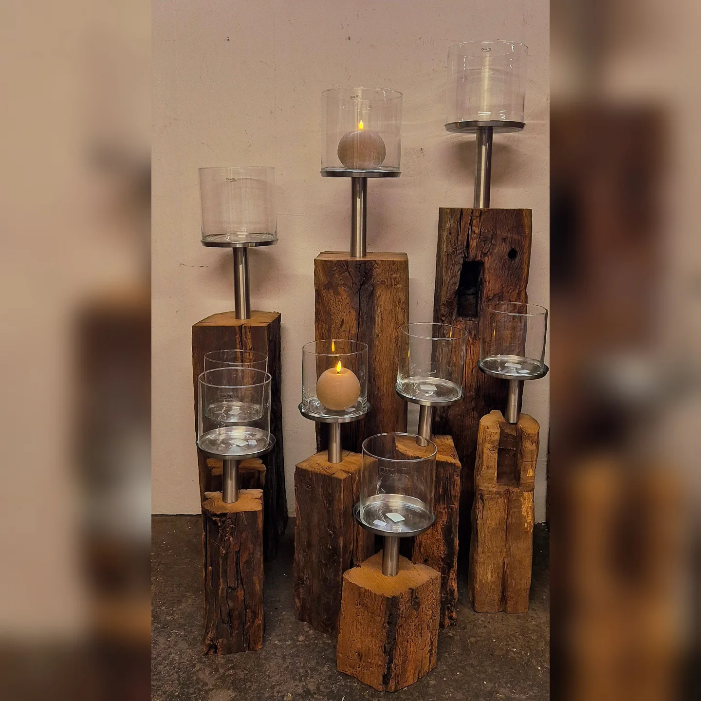 ✨ Einzigartige Holzbalken-Ständer ✨ Jedes Stück ein Unikat – rustikal, zeitlos & wieder verfügbar 🕯️ #unikat #holzliebe #kerzenständer #wohnideen #dekoliebe #rustikal