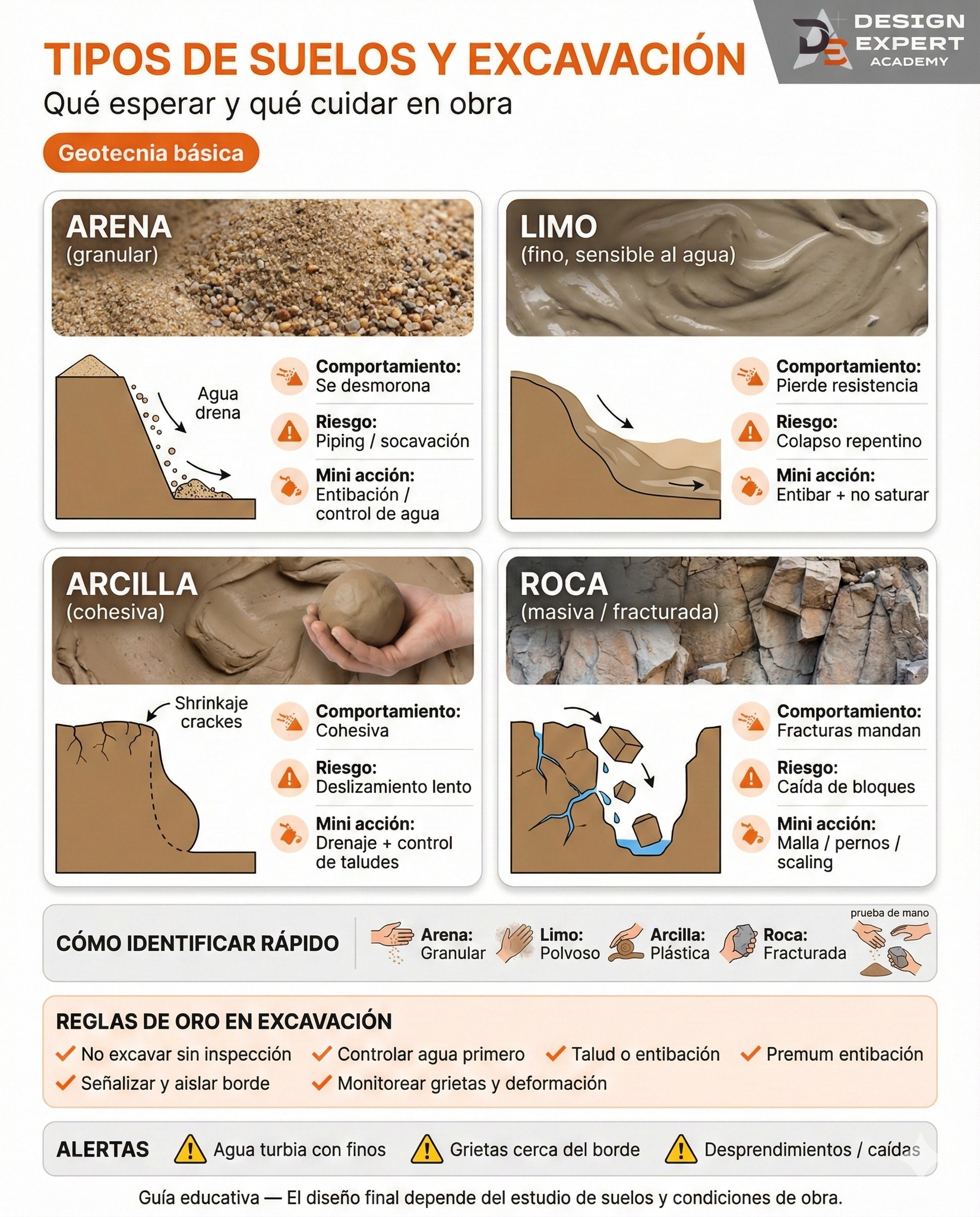 Design - Tipos de suelos y excavación 🪨⛏️ | Arena, limo, arcilla y roca ...