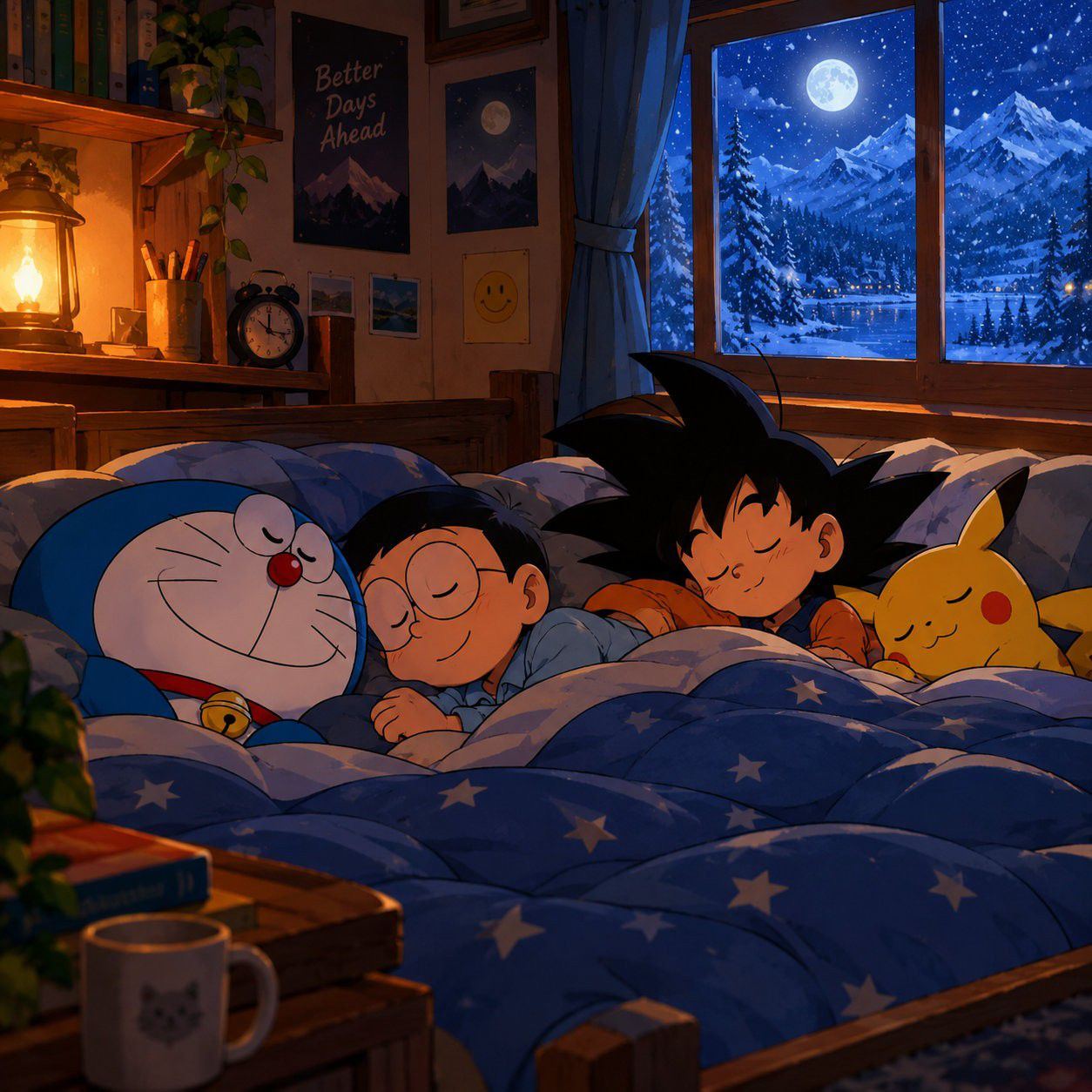 When Our Cartoon Legends Meet Around a Campfire 🏕️ A peaceful evening ...