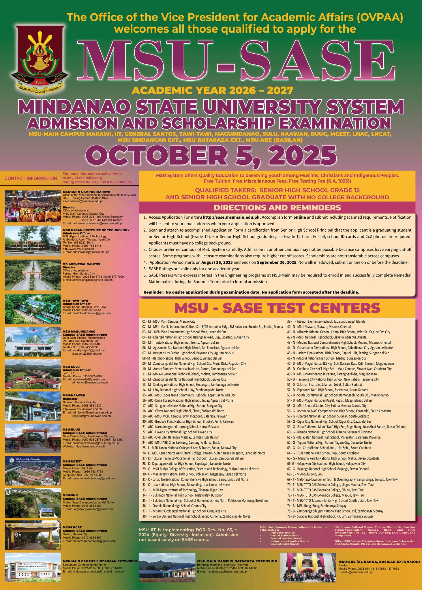 APPLY NOW... - Office of the Director for Admission- MSU Buug | Facebook