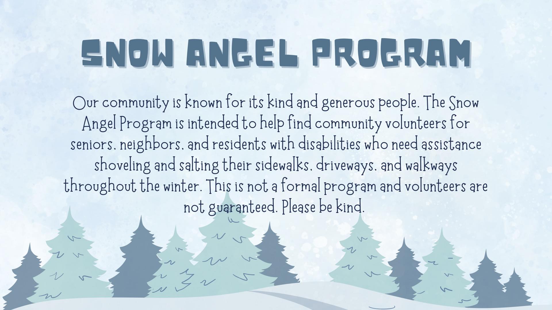 Delta County Snow Angel Program | Escanaba MI