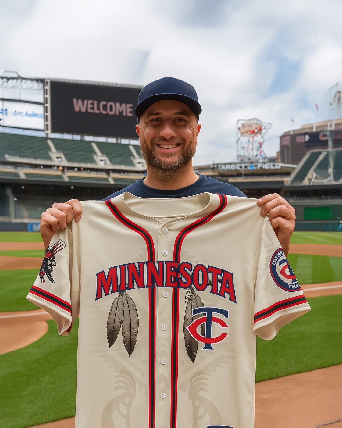 The product is a Majestic Minnesota Twins Joe Mauer home jersey