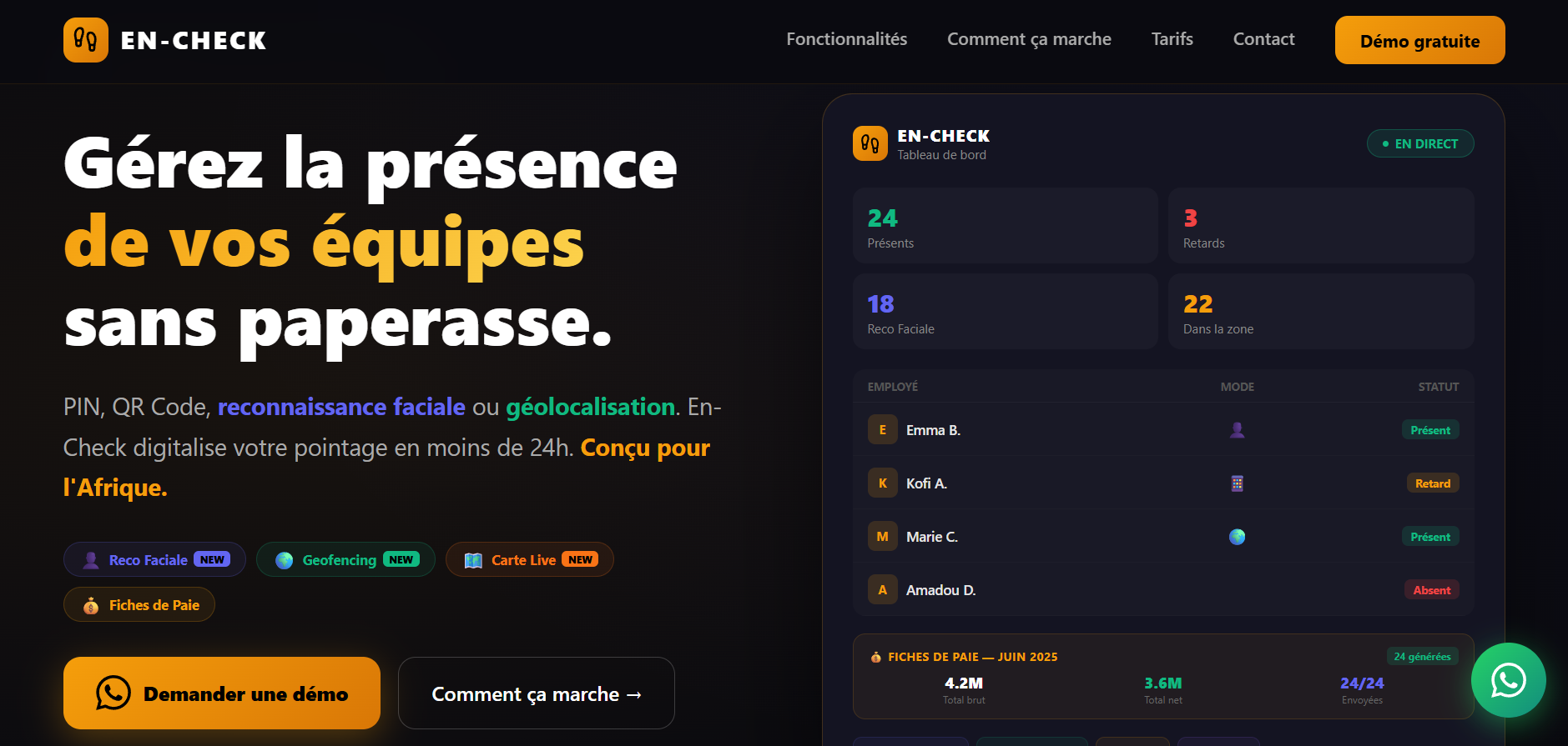 En-Check : solution gratuite de pointage numérique | Cotonou