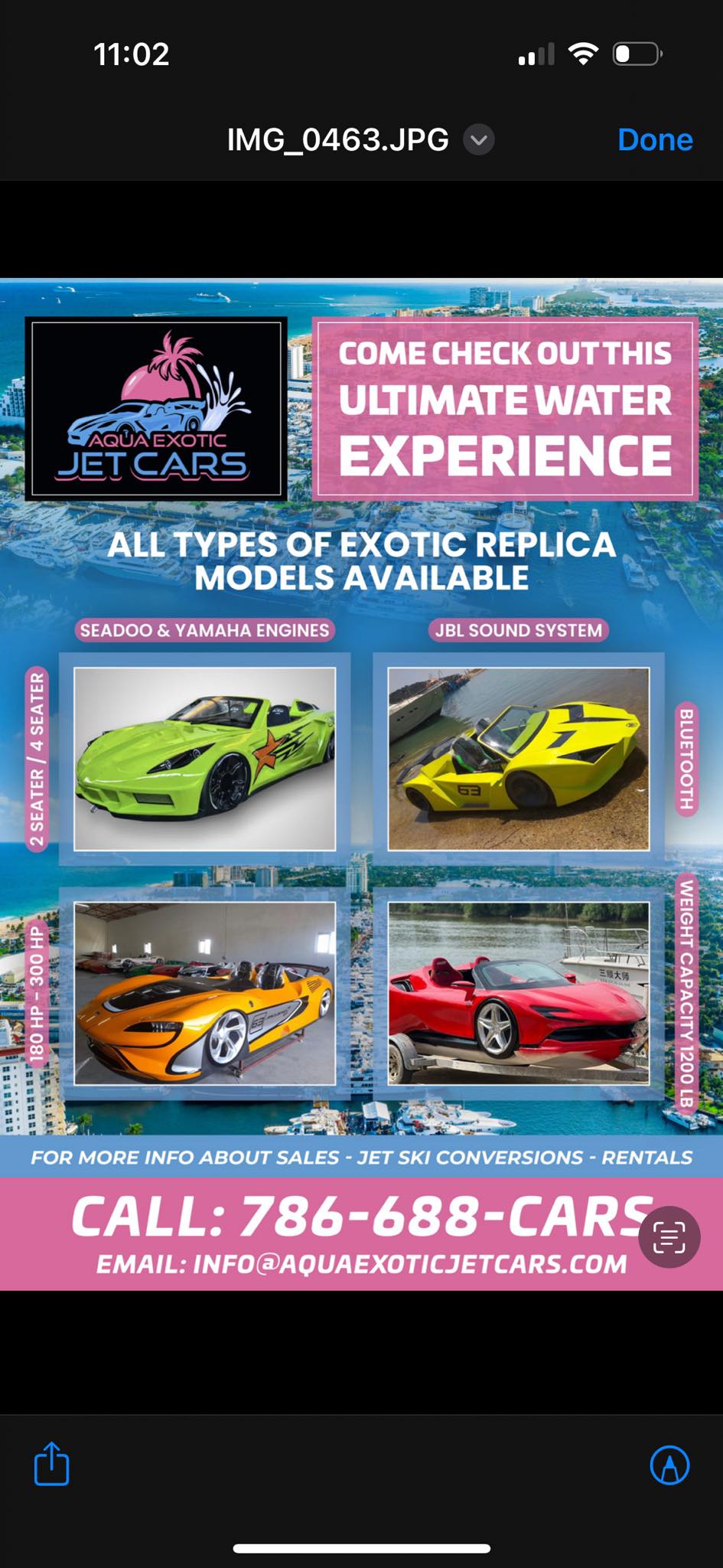 Aqua Exotic Jet Cars