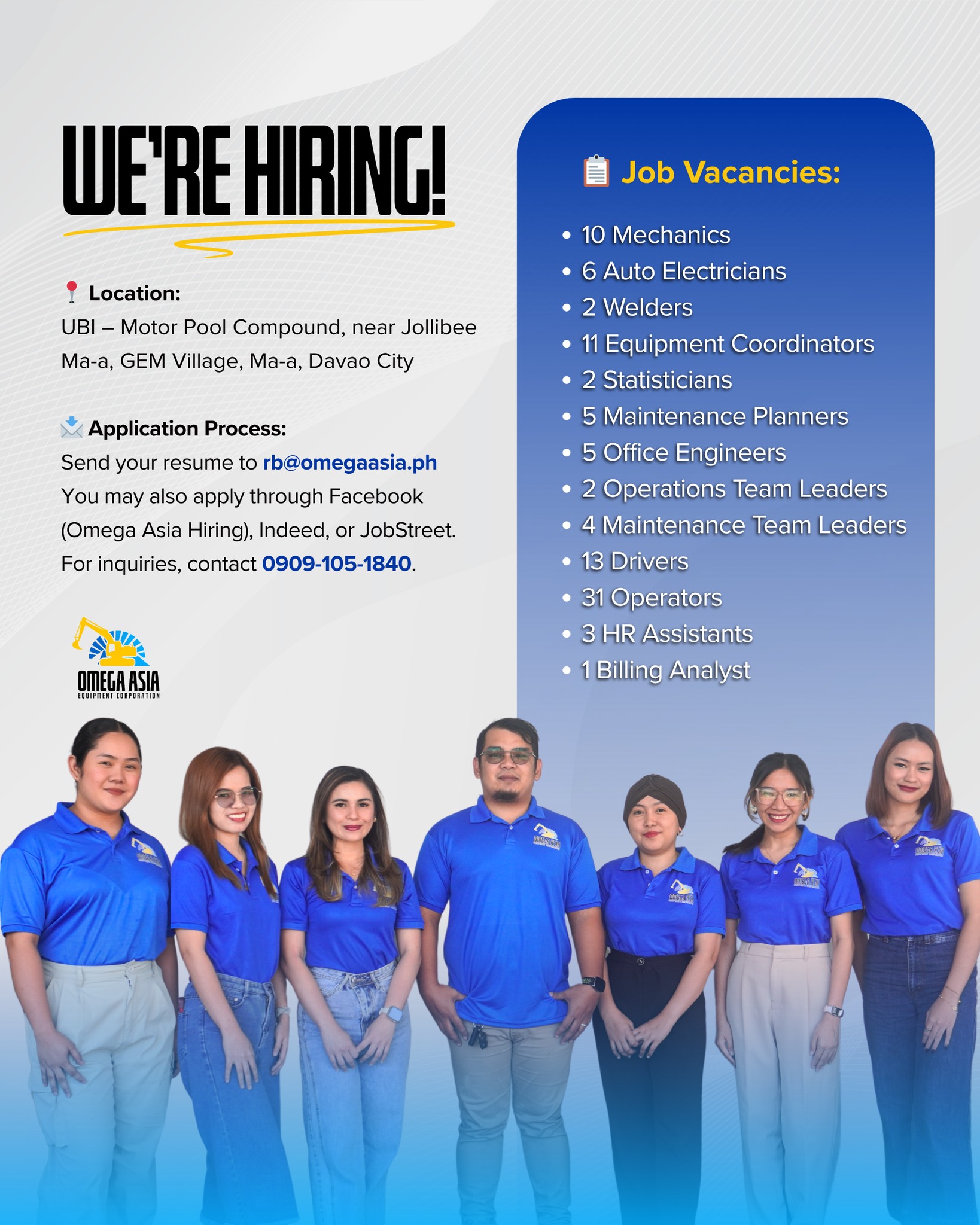 Omega - We’re expanding our team! Omega Asia Equipment Corporation is ...
