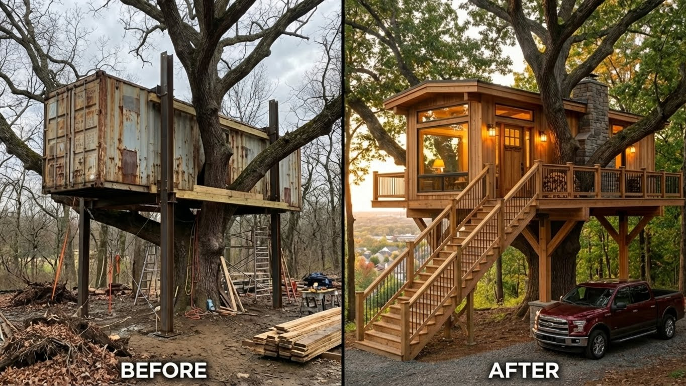 Dream - From Rusty Container to a Dream Treehouse This before and after ...
