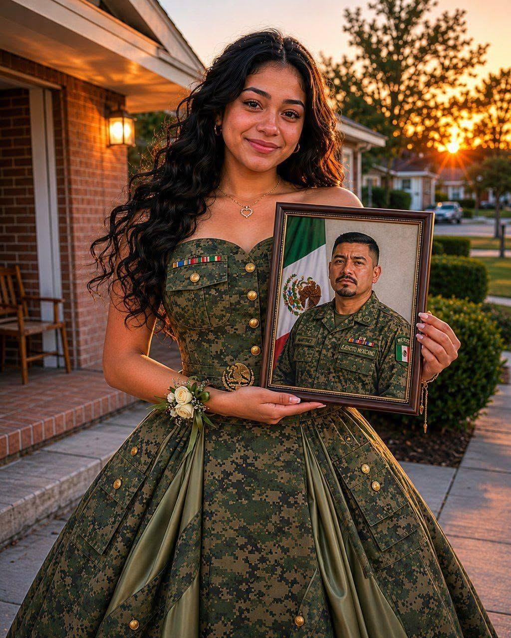 military graduation dress Daughter honors father's memory with gown made from his uniform supplier-stage:inventory-synced