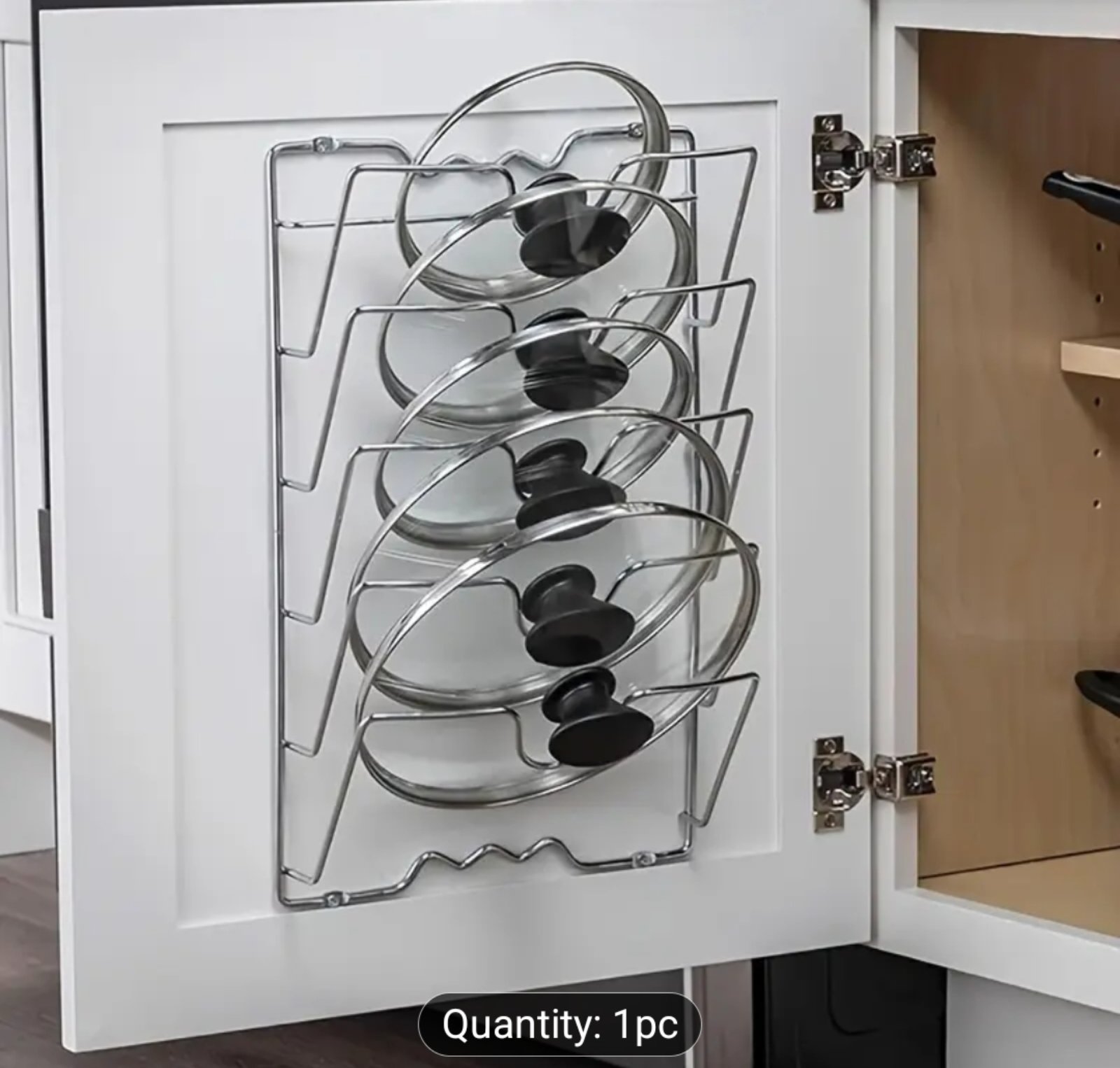 Nova - 1pc Durable Stainless Steel Hanging Pot Lid Storage Rack - Multi ...