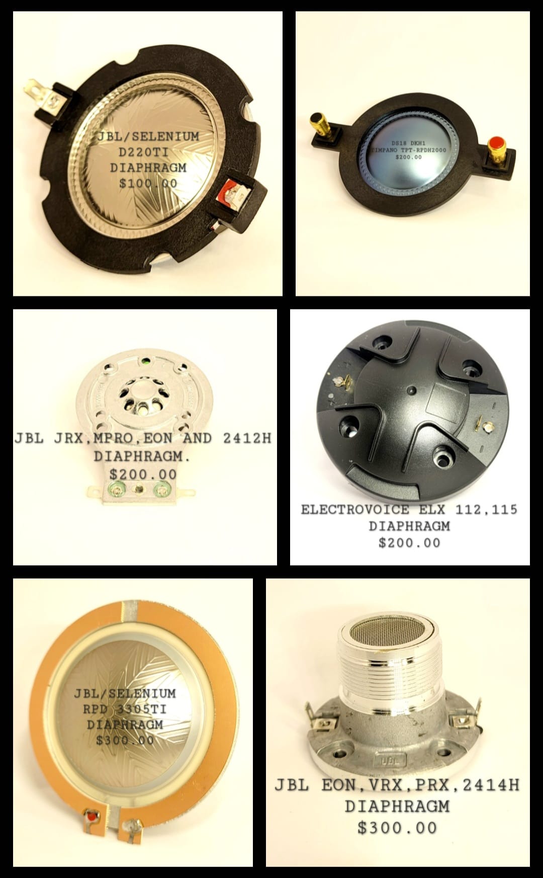 REPLACEMENT DIAPHRAGMS IN STOCK. Contact: 7167571 Rcf n850 Rcf