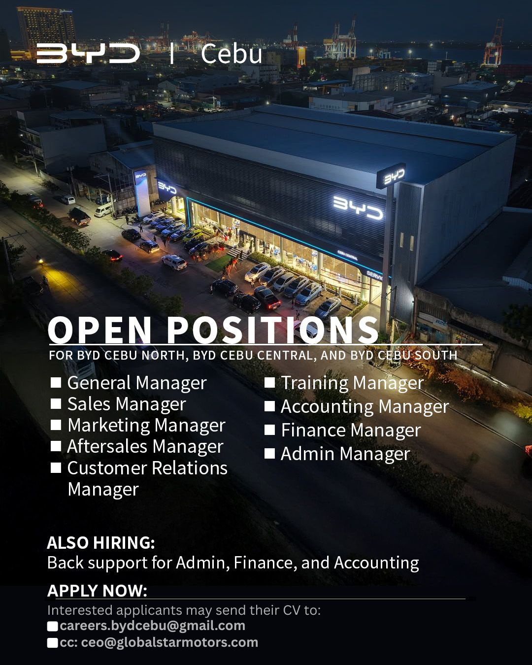 Build your dreams with the BYD... - Careers at BYD Cebu Group | Facebook