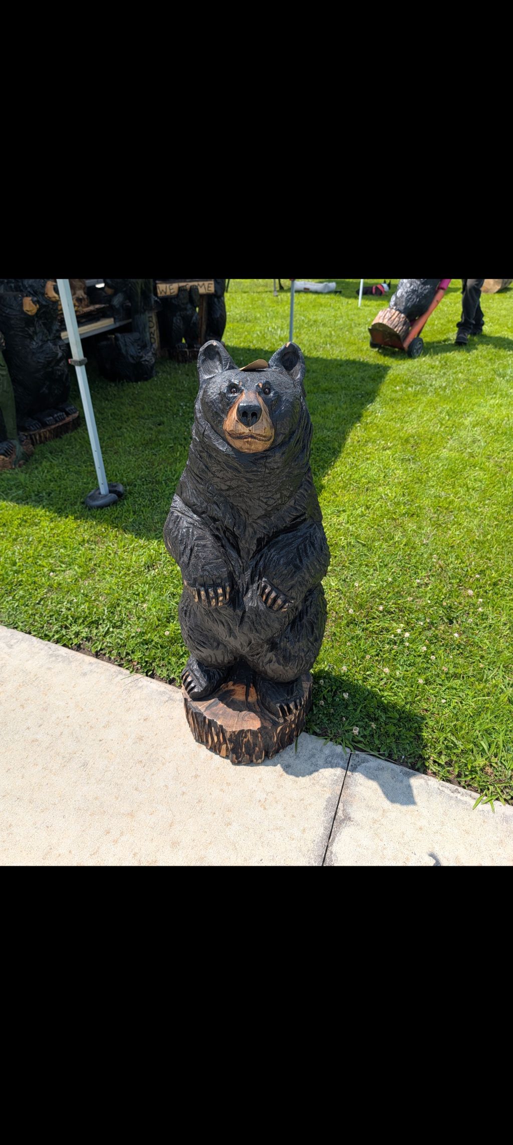 Chainsaw-carved bear at Sorghum in the Mountains Festival in Meeks
