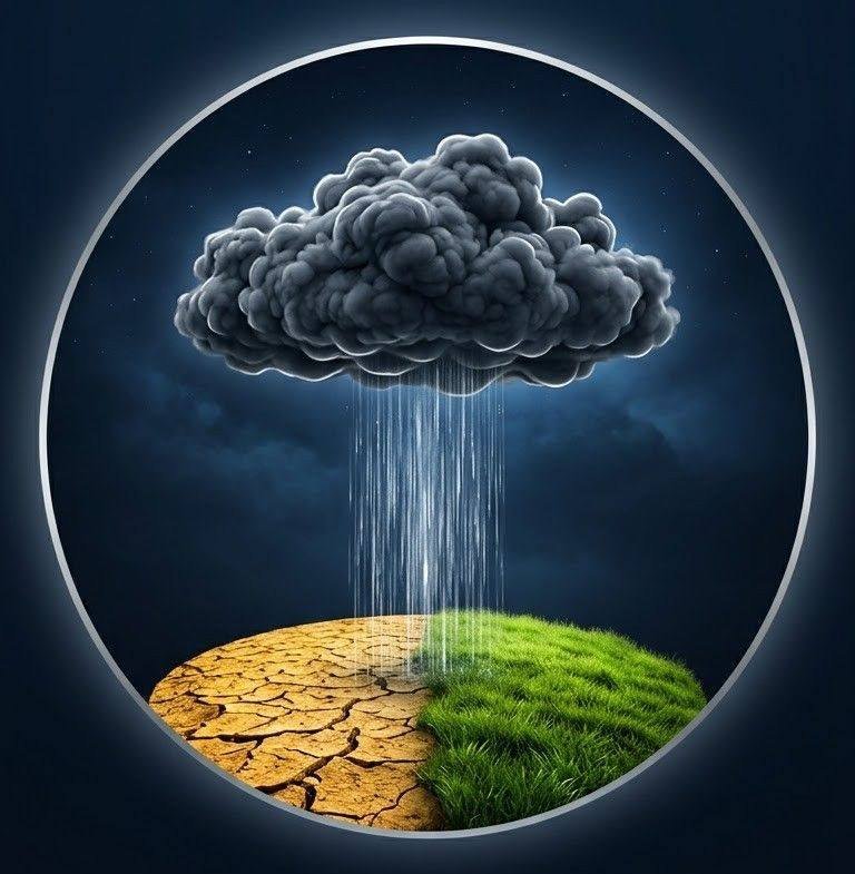 This crater was dust and dark stone… Then one little cloud stayed ...