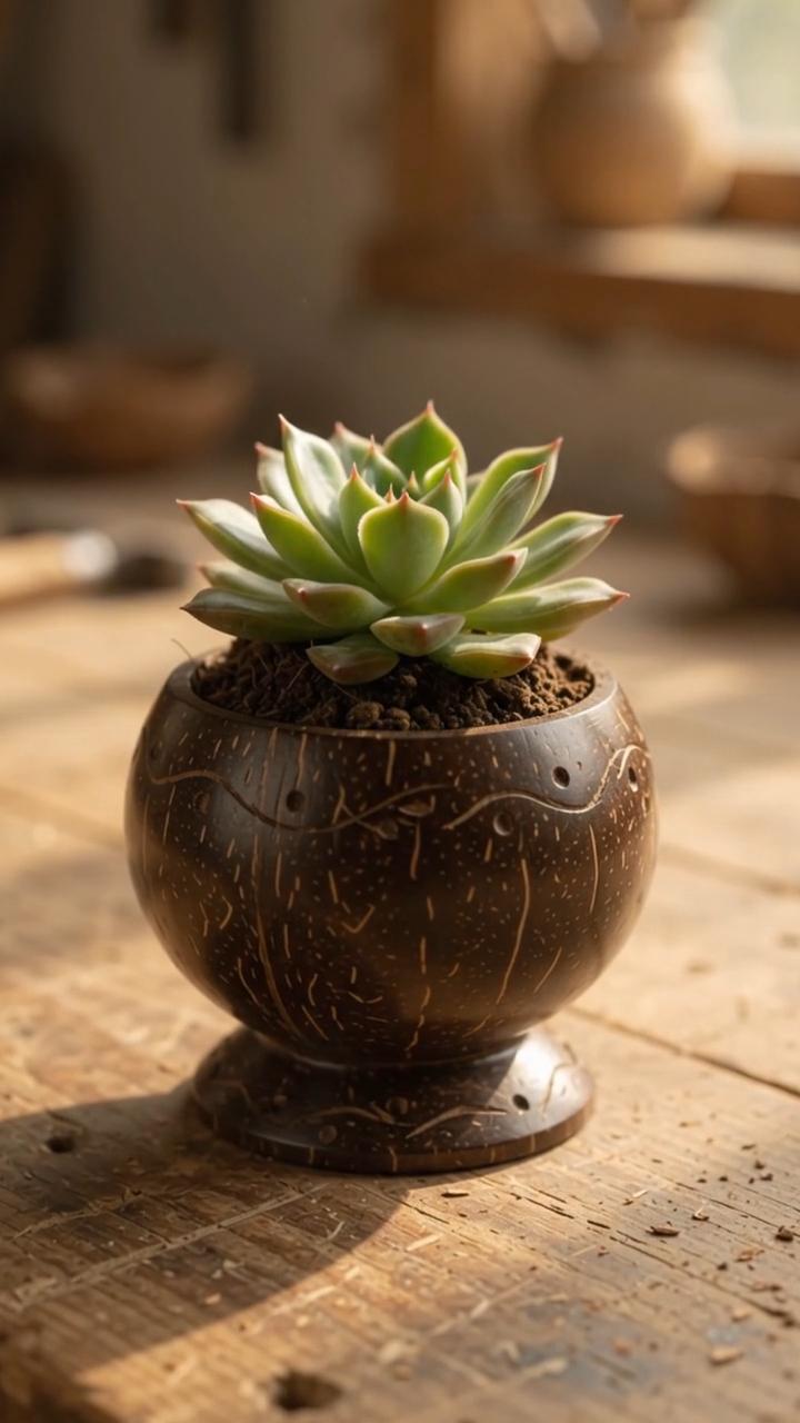 From a simple coconut shell to a beautiful piece of handmade jewelry! 🌴 ...
