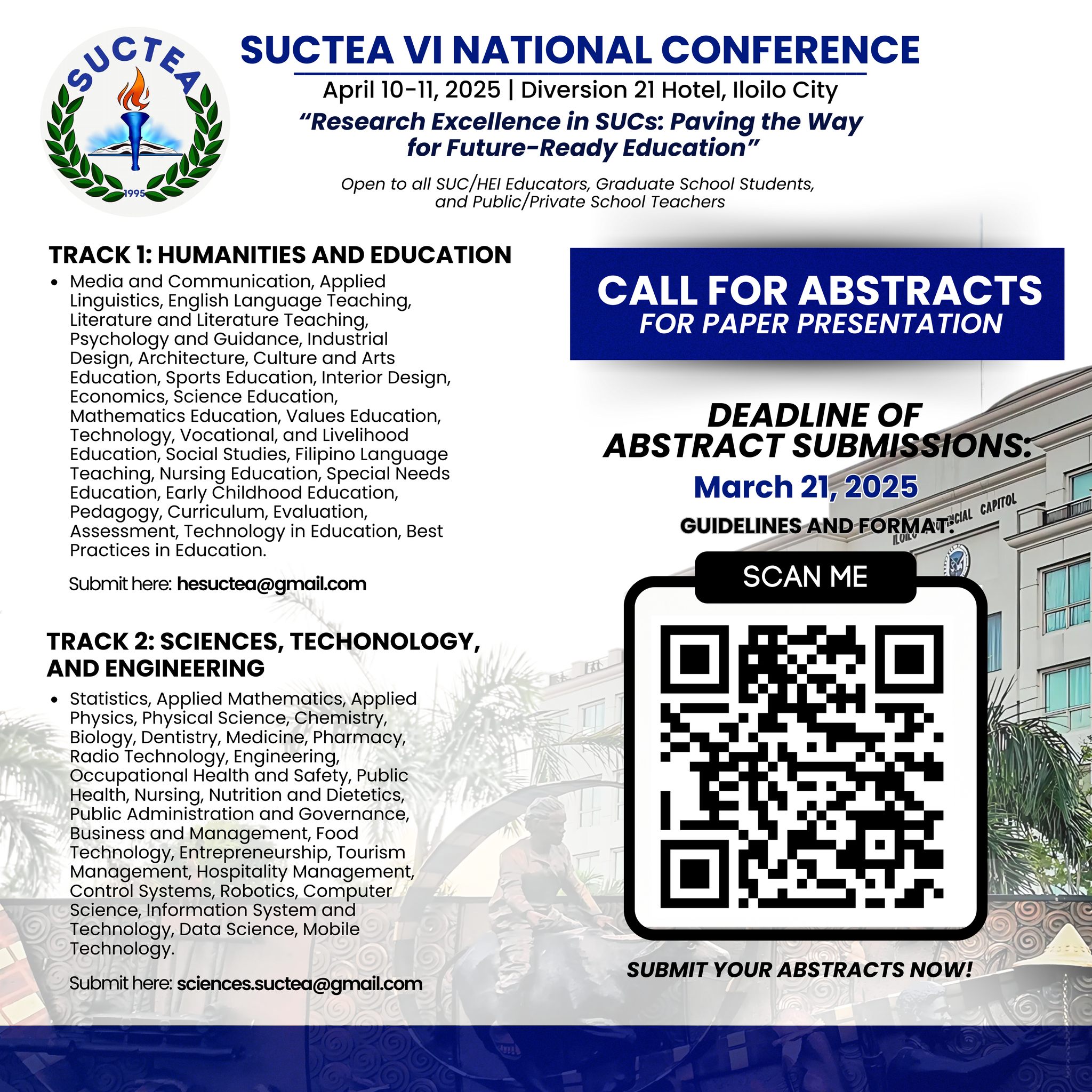 📢 CALL FOR ABSTRACTS! Join us at the SUCTEA VI National Conference ...