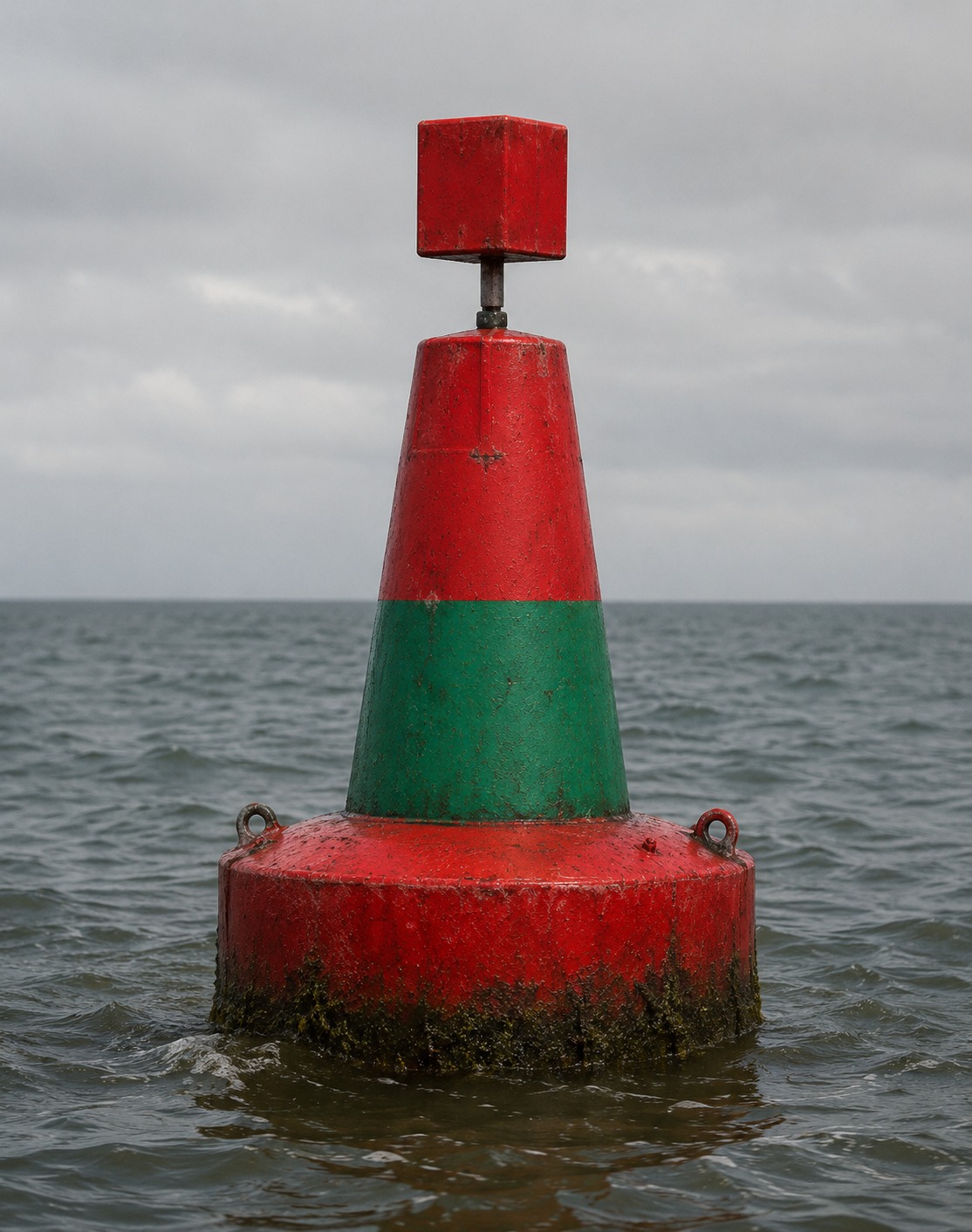What type of buoy is a red and green square topmark marker?
