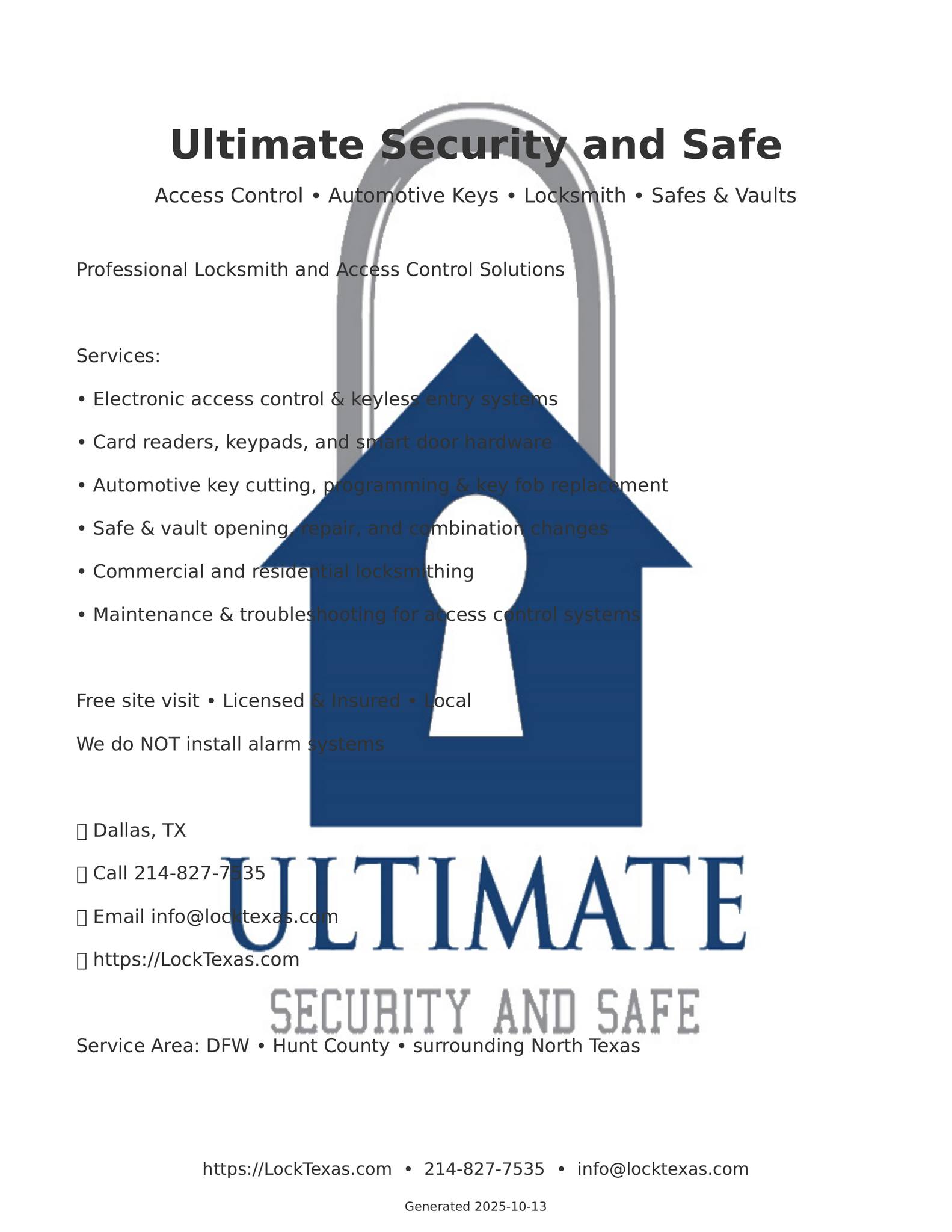 Ultimate Security and Safe | West Tawakoni TX
